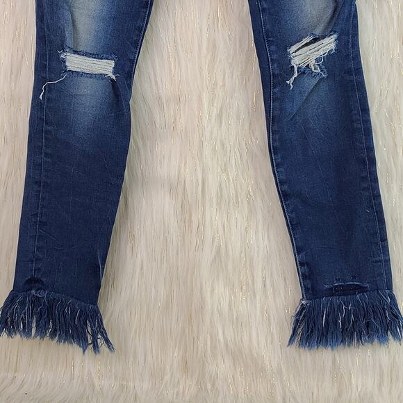 Frame Le Skinny de Jeanne Crop Cantine Stretch Raw Frayed Hem Dark Wash Size 26 - Picture 6 of 12